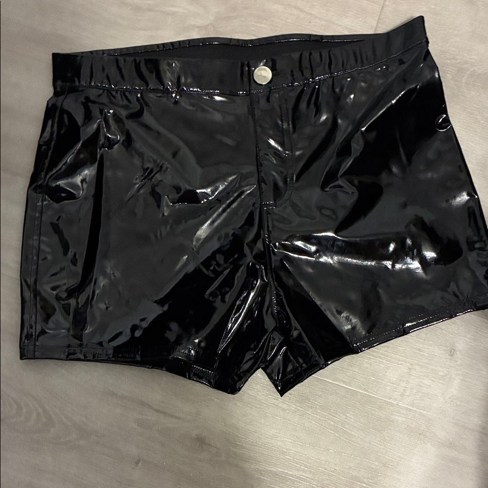 Black Glossy Women's Shorts